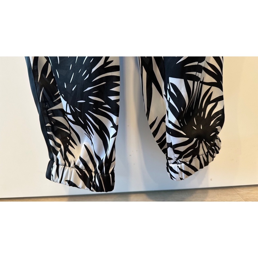 Michael Kors Pants Womens Size 4 Black White Tropical Jogger Drawstring - Picture 6 of 11